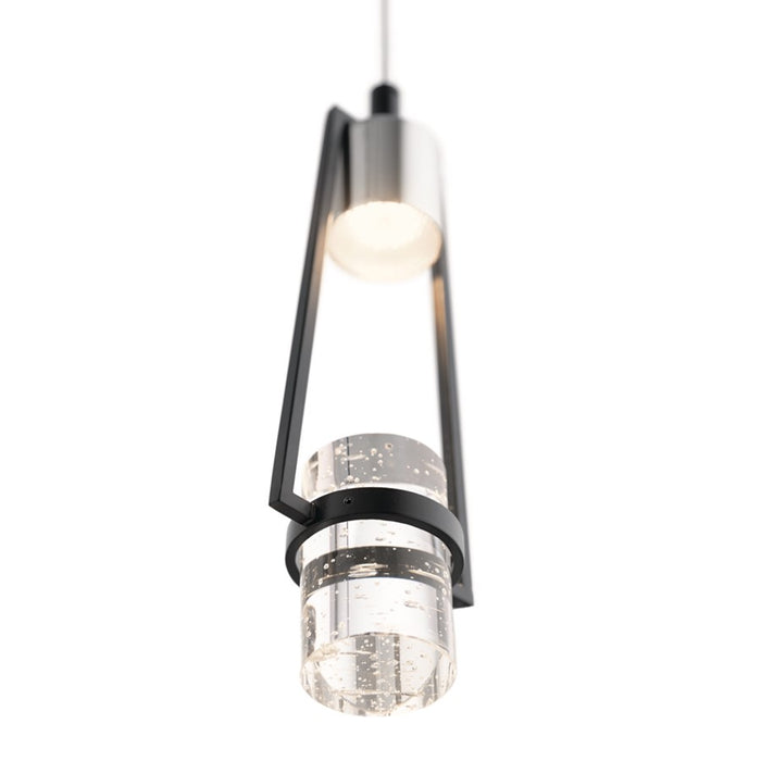 Elan Ayse 1Lt LED Mini Pendant, Matte Black/Clear Bubble Optical Crystal