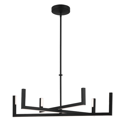 Elan Priam 44in 6-Light LED Chandelier | Minimalist Matte Black Steel | Dining Room & Living Room | 44 x 38 x 18 in | Model 84328MBK