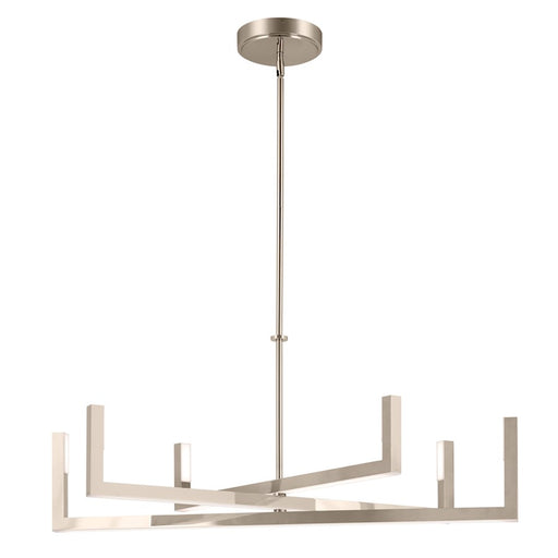 Kichler Elan Priam 44in 6-Light Chandelier | Minimalist Polished Nickel Steel | Living Room & Dining Room | 1540 Lumens 3000K Dimmable | Model 84328PN