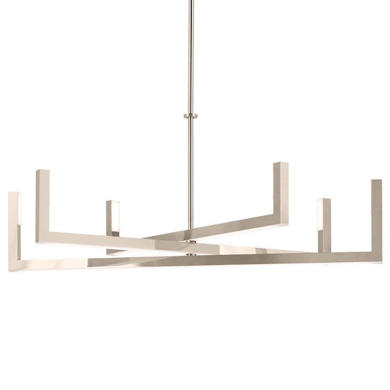 Kichler Elan Priam 44in 6-Light Chandelier | Minimalist Polished Nickel Steel | Living Room & Dining Room | 1540 Lumens 3000K Dimmable | Model 84328PN