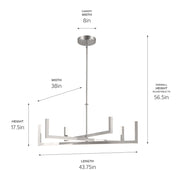 Kichler Elan Priam 44in 6-Light Chandelier | Minimalist Polished Nickel Steel | Living Room & Dining Room | 1540 Lumens 3000K Dimmable | Model 84328PN