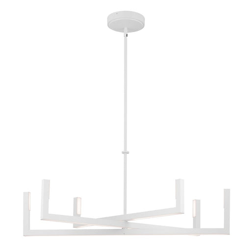 Kichler Elan Priam 44in 6-Light Chandelier | Minimalist White Steel | Living Room & Dining Room | 1800 Lumens 3000K Dimmable | Model 84328WH