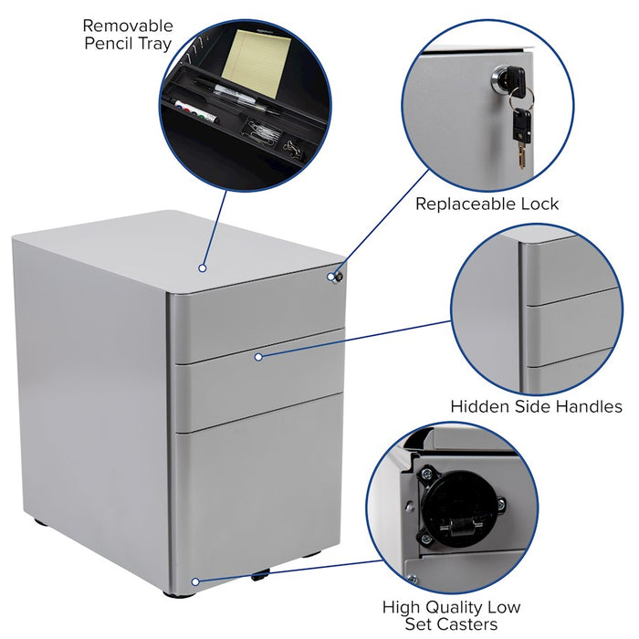 Flash Furniture Modern 3-Drawer Filing Cabinet