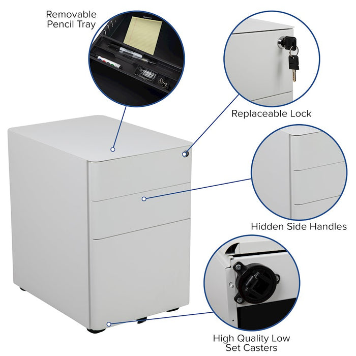 Flash Furniture Modern 3-Drawer Filing Cabinet