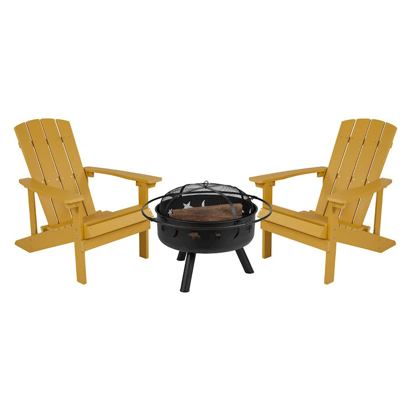 Flash Furniture Charlestown 3 Pc Adirondacks/Fire Pit