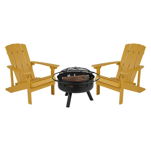 Flash Furniture Charlestown 3 Pc Adirondacks/Fire Pit