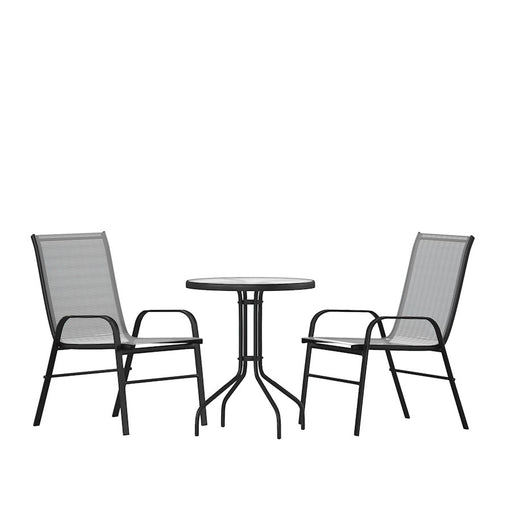 Flash Furniture Brazos 3 Pc Patio, Round Table/2 Chairs