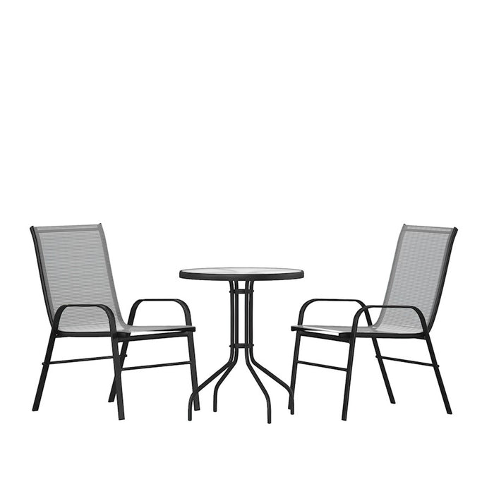 Flash Furniture Brazos 3 Pc Patio, Round Table/2 Chairs