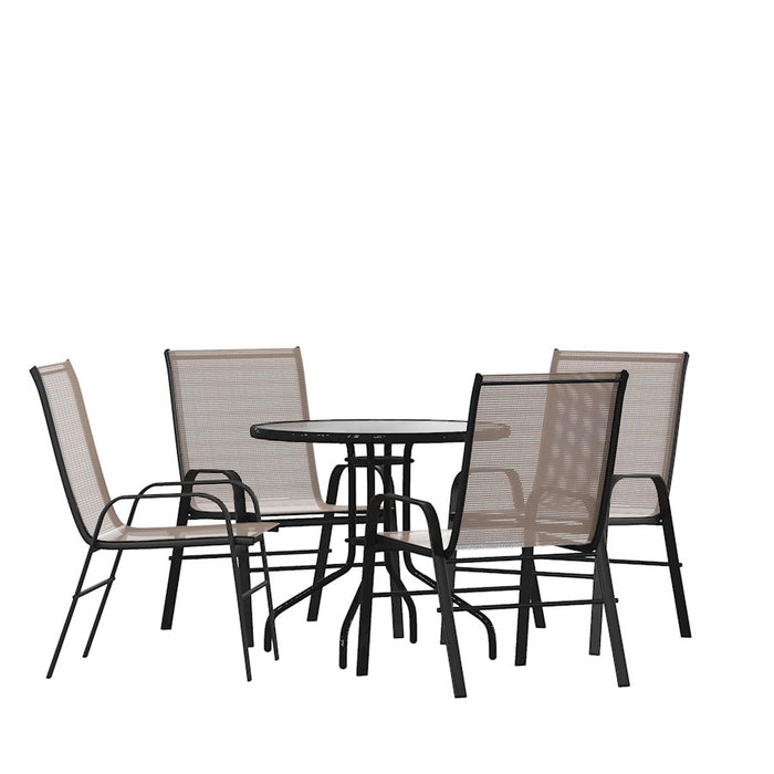 Flash Furniture Brazos 5 Pc Patio, Round Table/4 Chairs