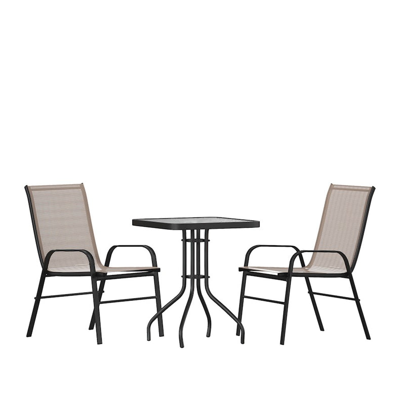 Flash Furniture Brazos 3 Pc Patio, Square Table/2 Chairs
