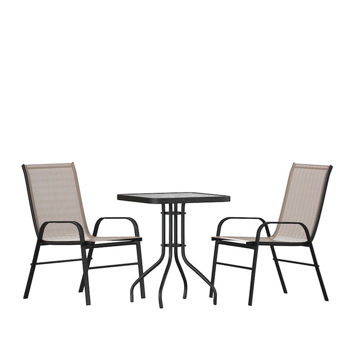 Flash Furniture Brazos 3 Pc Patio, Square Table/2 Chairs