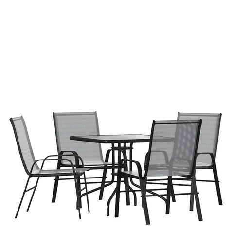 Flash Furniture Brazos 5 Pc Patio, Square Table/4 Chairs