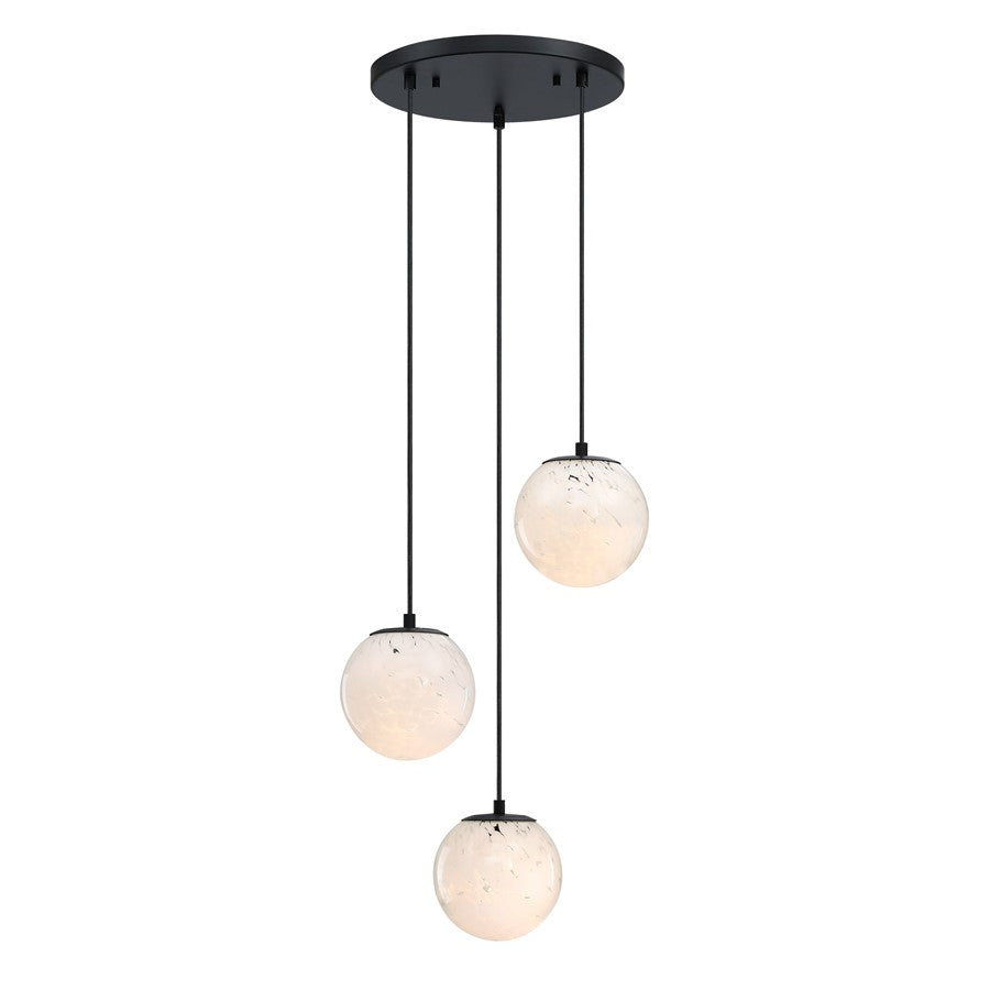 Designers Fountain Circo 3Lt 7" Chandelier, Black/White Art - D282M-3CHA-MB