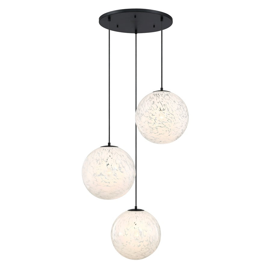 Designers Fountain Circo 3Lt 14" Chandelier, Black/White Art - D282M-3CHC-MB