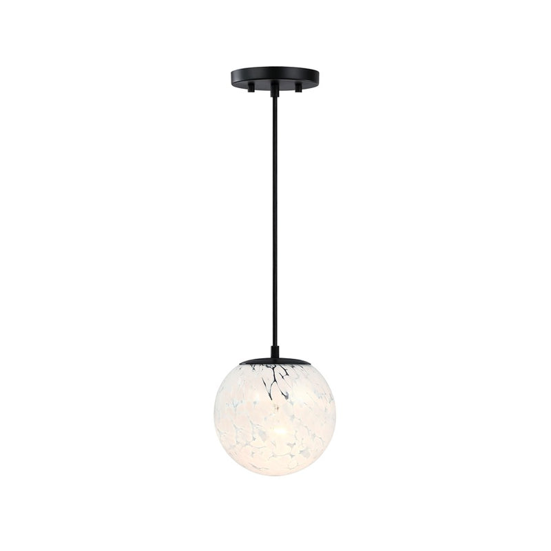 Designers Fountain Circo 1Lt 7" Globe Pendant, Black/White Art