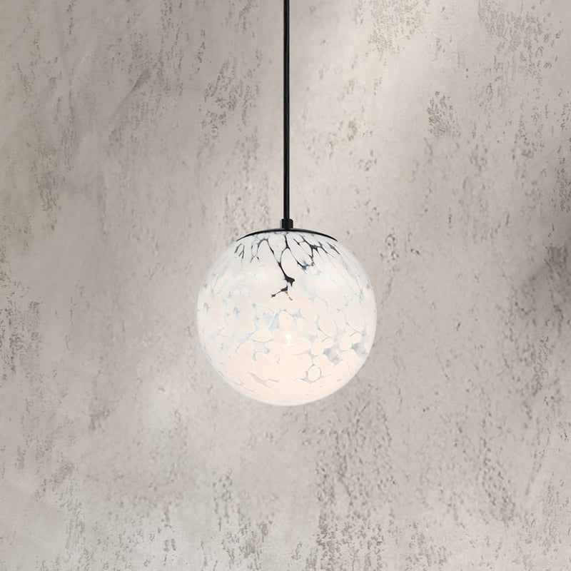 Designers Fountain Circo 1Lt 7" Globe Pendant, Black/White Art