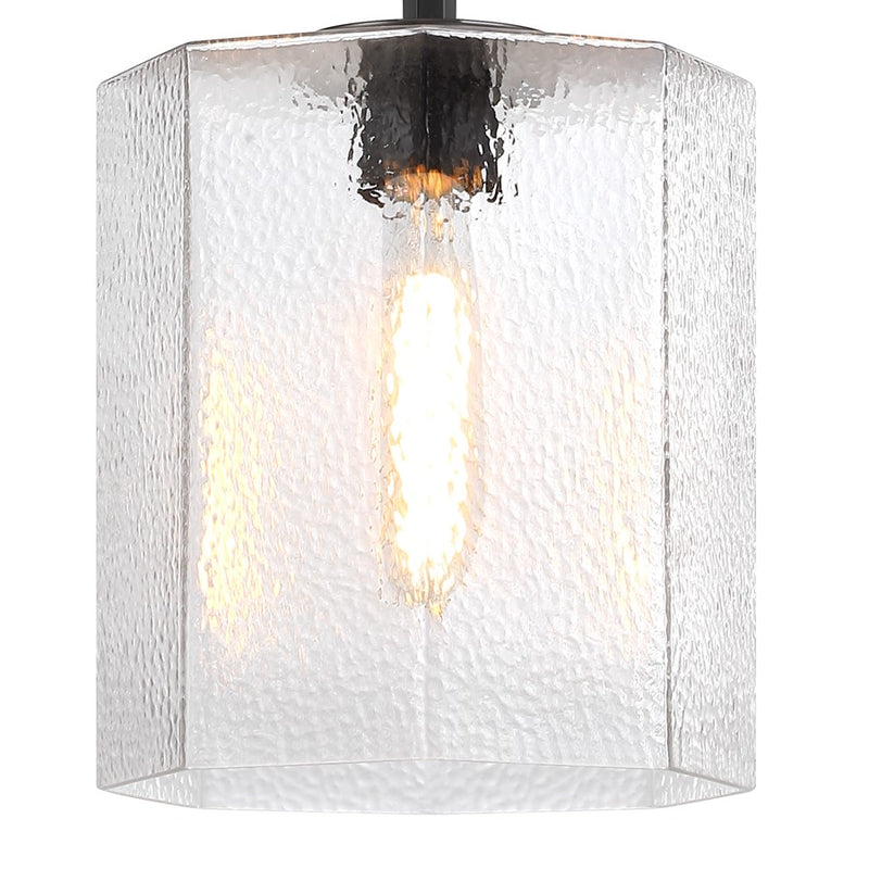 Designers Fountain Haven 1Lt 10" Geometric Pendant, BLK/Rippled