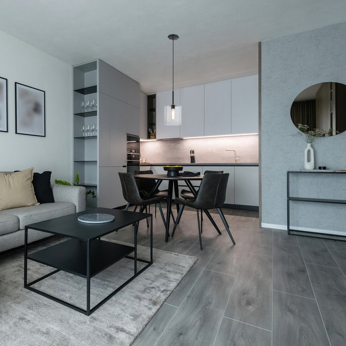 Designers Fountain Haven 1Lt 10" Geometric Pendant, BLK/Rippled