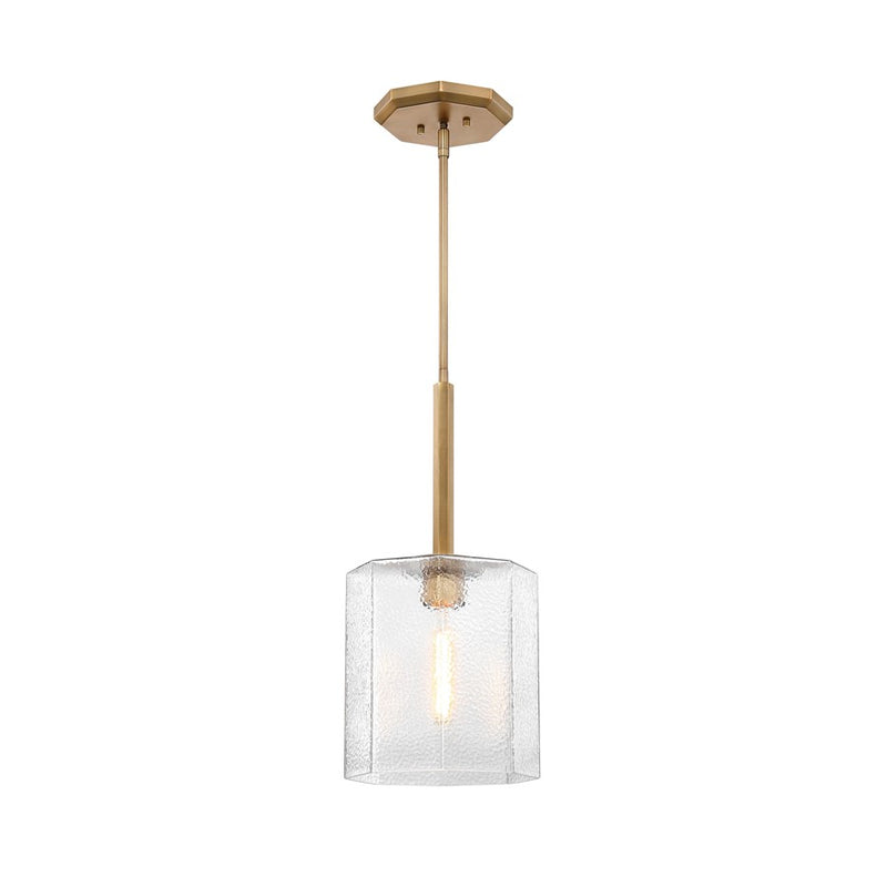 Designers Fountain Haven 1Lt 10" Geo. Pendant, Brass/Rippled