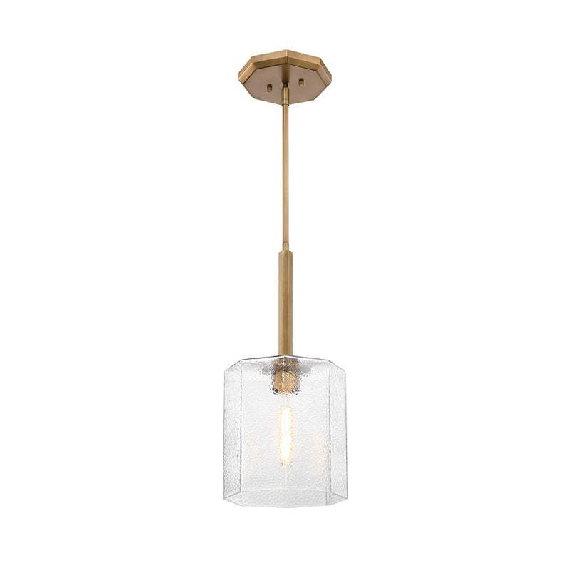 Designers Fountain Haven 1Lt 10" Geo. Pendant, Brass/Rippled