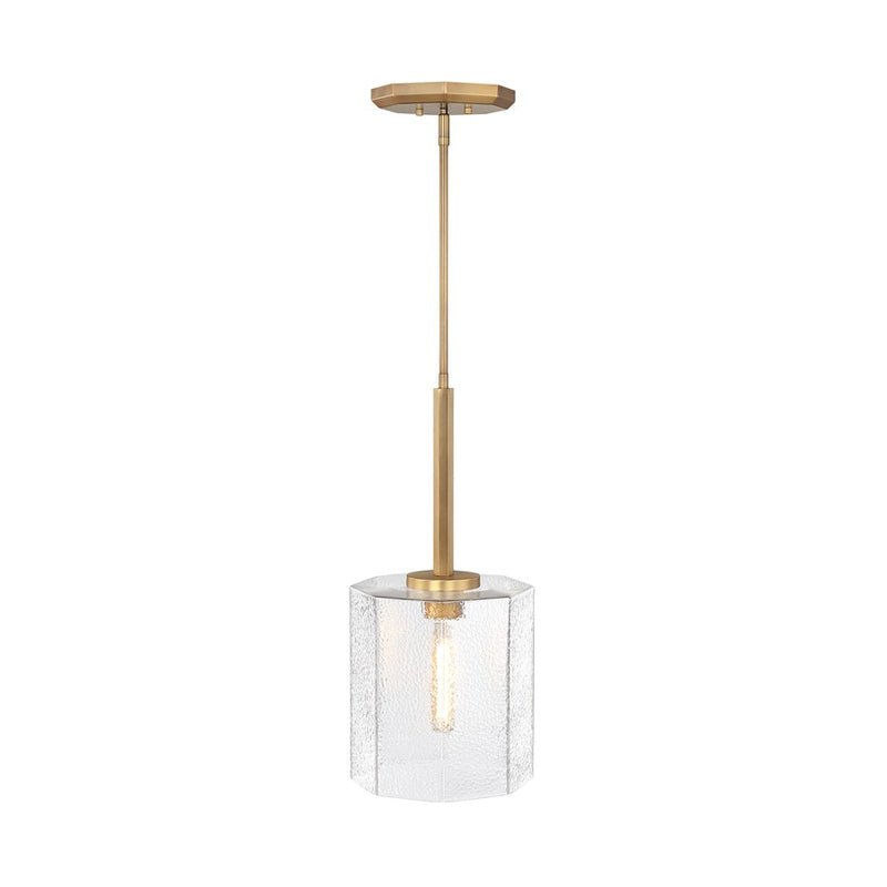 Designers Fountain Haven 1Lt 10" Geo. Pendant, Brass/Rippled
