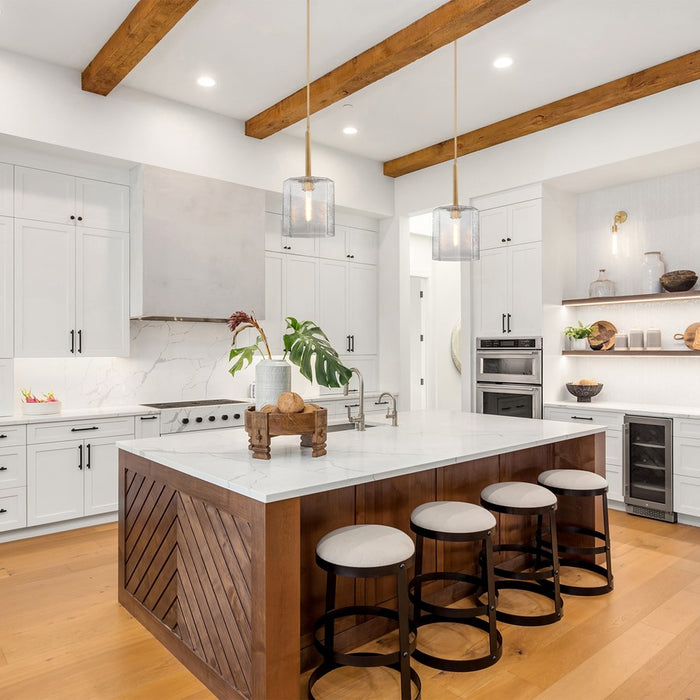 Designers Fountain Haven 1Lt 10" Geo. Pendant, Brass/Rippled