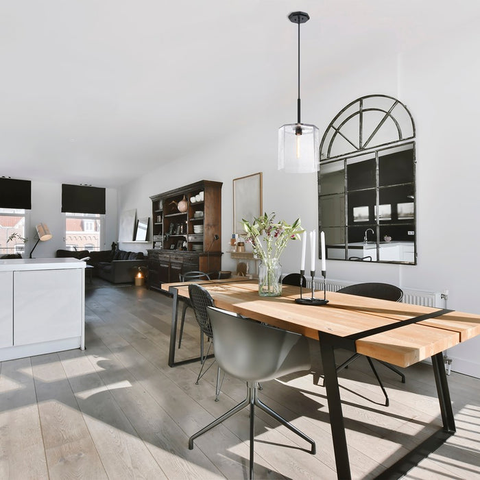 Designers Fountain Haven 1Lt 14" Geometric Pendant, BLK/Rippled