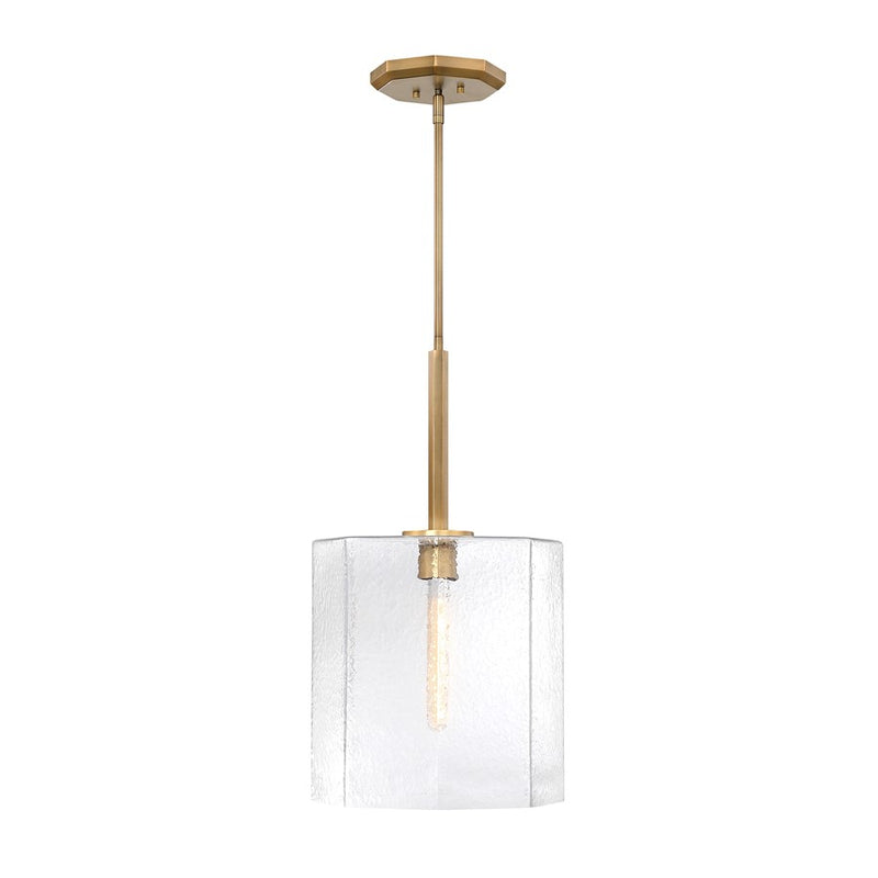 Designers Fountain Haven 1Lt 14" Geo. Pendant, Brass/Rippled - D309M-14P-OSB