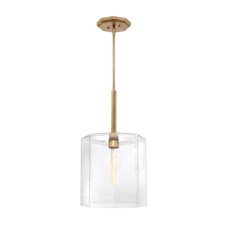 Designers Fountain Haven 1Lt 14" Geo. Pendant, Brass/Rippled