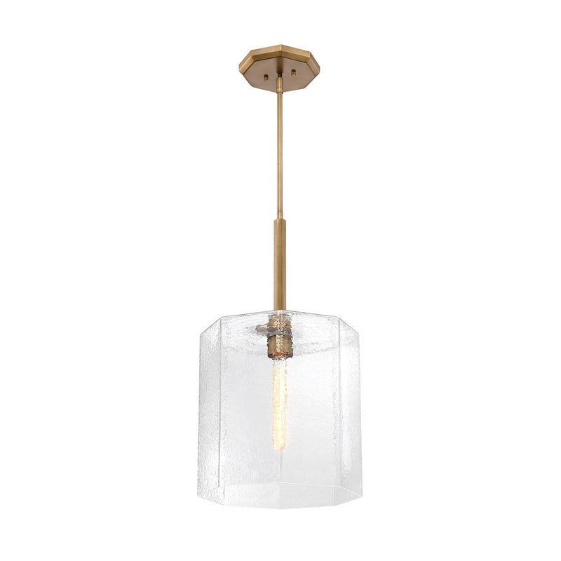 Designers Fountain Haven 1Lt 14" Geo. Pendant, Brass/Rippled