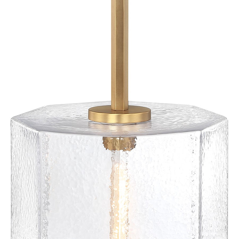 Designers Fountain Haven 1Lt 14" Geo. Pendant, Brass/Rippled