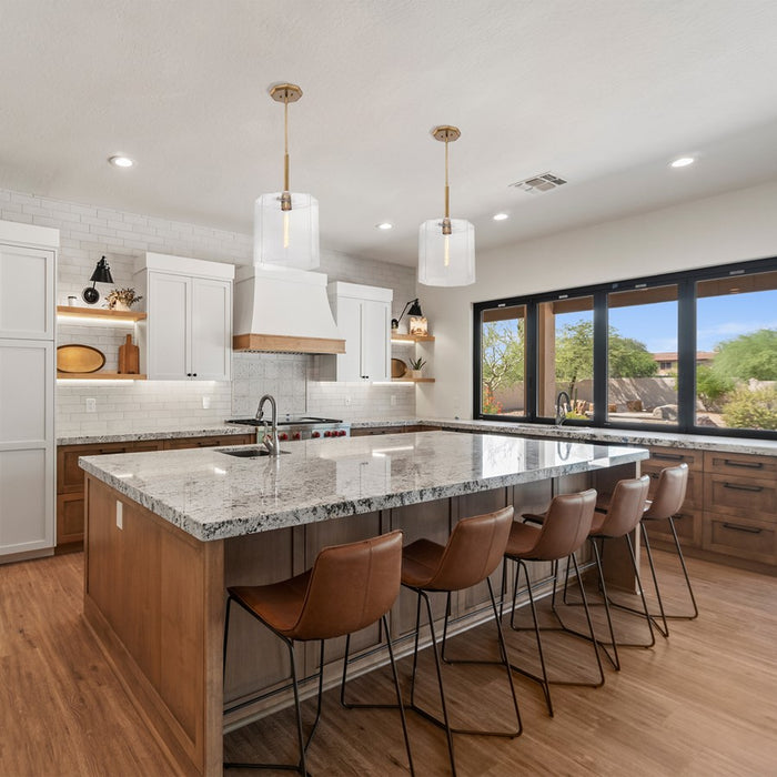 Designers Fountain Haven 1Lt 14" Geo. Pendant, Brass/Rippled