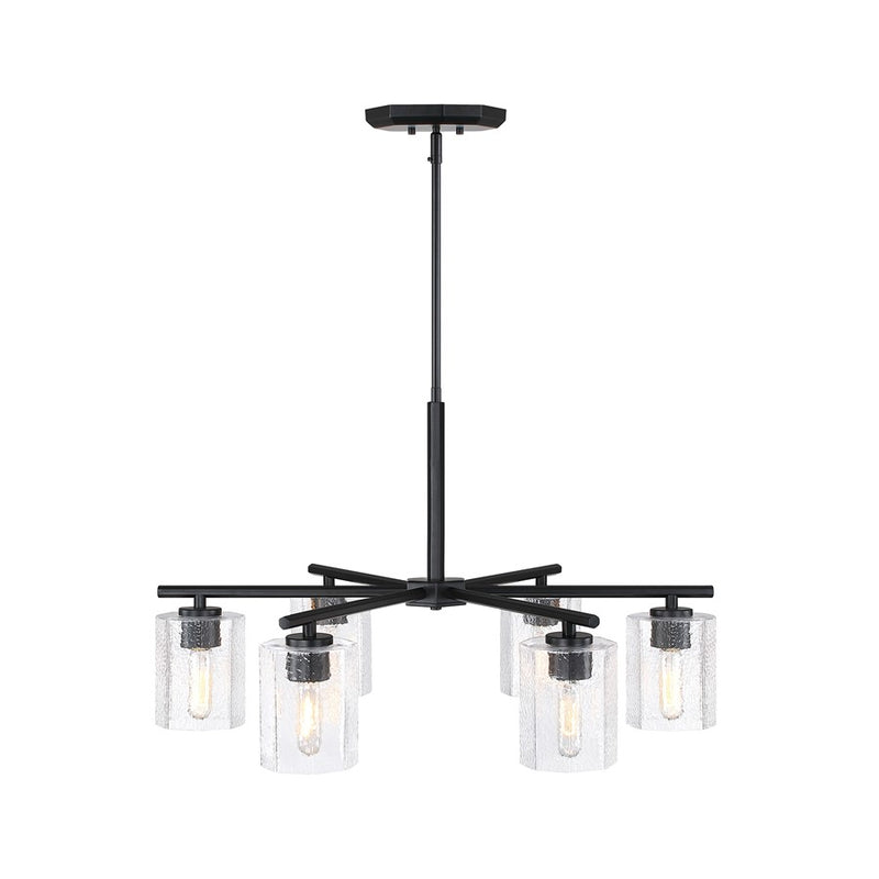 Designers Fountain Haven 6Lt Chandelier, Black/Clear Rippled