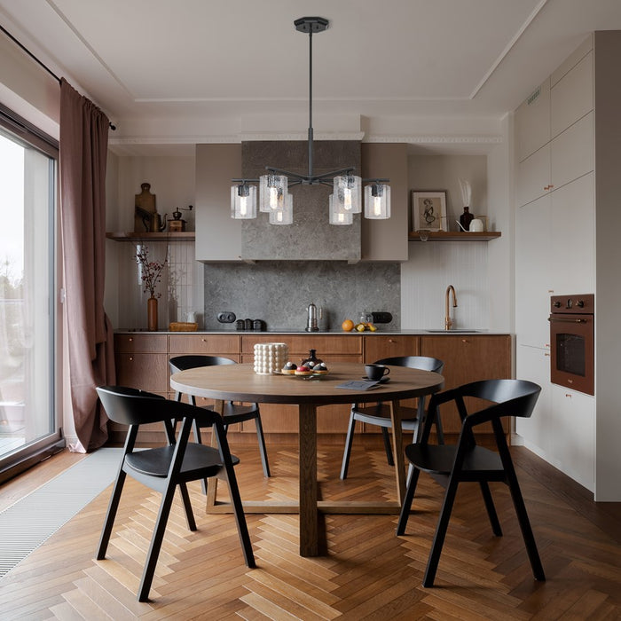 Designers Fountain Haven 6Lt Chandelier, Black/Clear Rippled