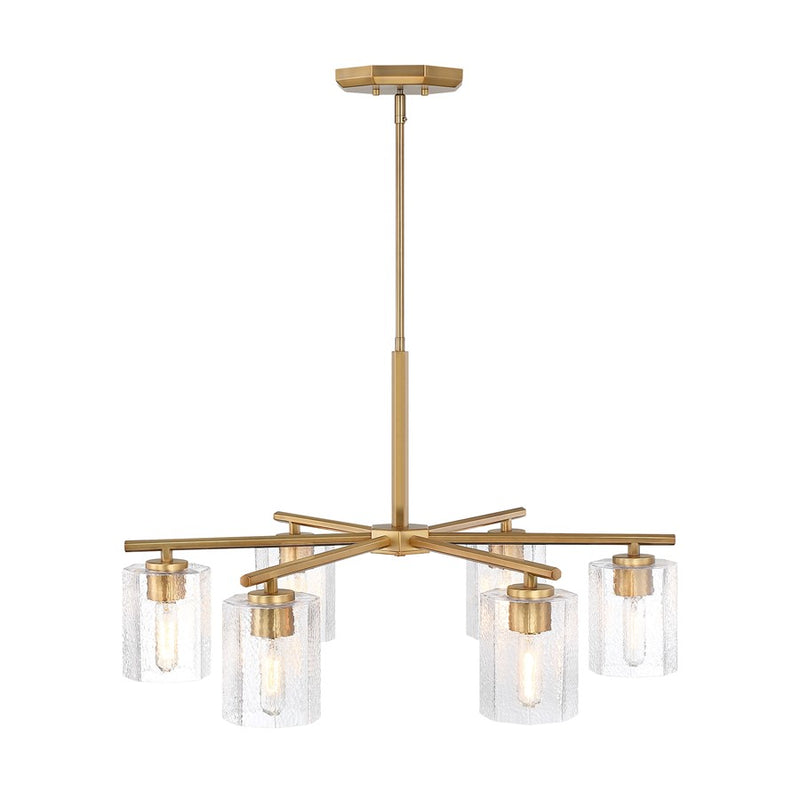 Designers Fountain Haven 6Lt Chandelier, Brass/Clear Rippled