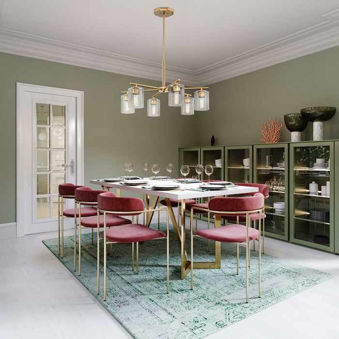 Designers Fountain Haven 6Lt Chandelier, Brass/Clear Rippled