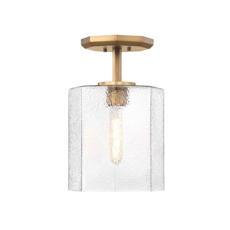 Designers Fountain Haven 1Lt 10" Semi Flush, Brass/Clear Rippled - D309M-SF-OSB