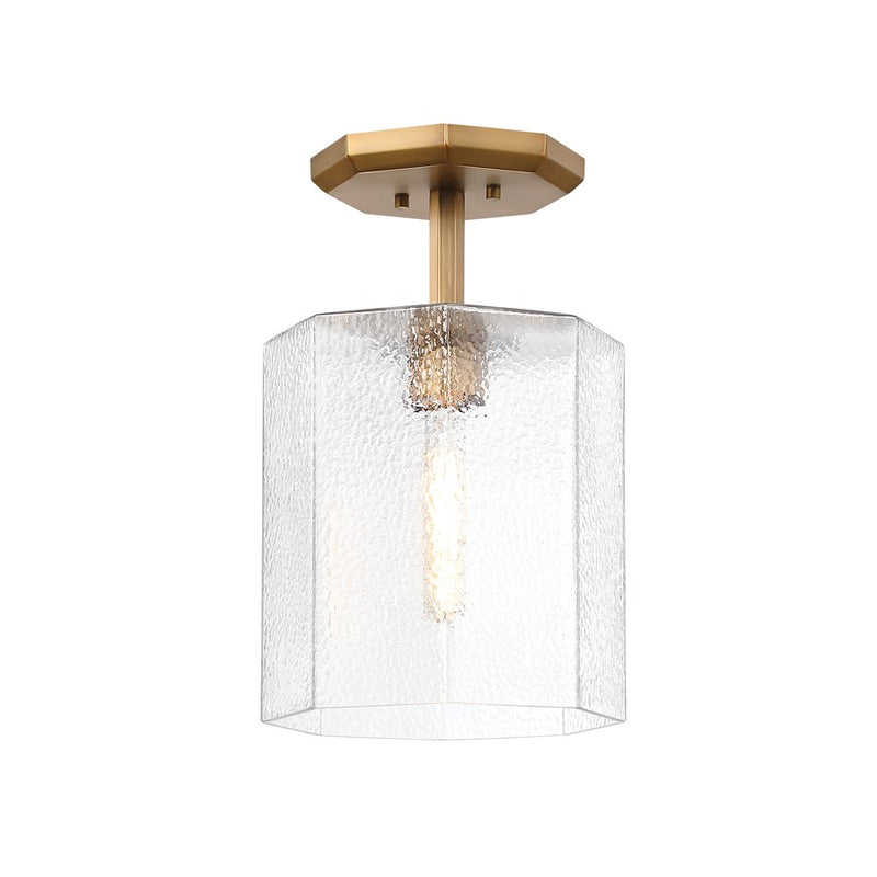 Designers Fountain Haven 1Lt 10" Semi Flush, Brass/Clear Rippled