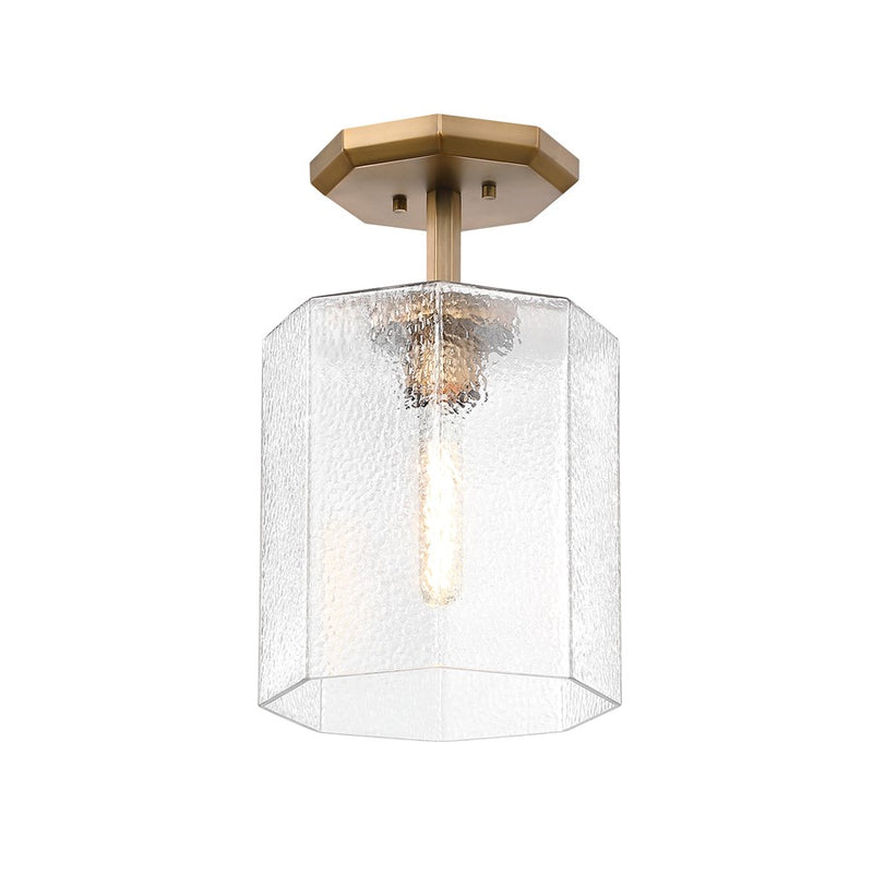 Designers Fountain Haven 1Lt 10" Semi Flush, Brass/Clear Rippled