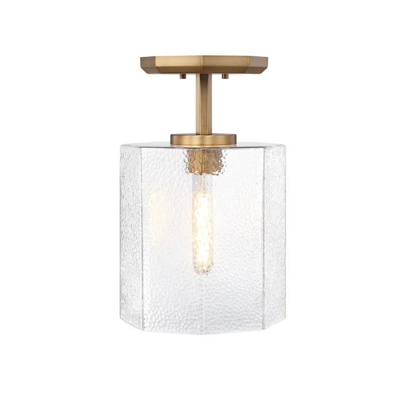 Designers Fountain Haven 1Lt 10" Semi Flush, Brass/Clear Rippled