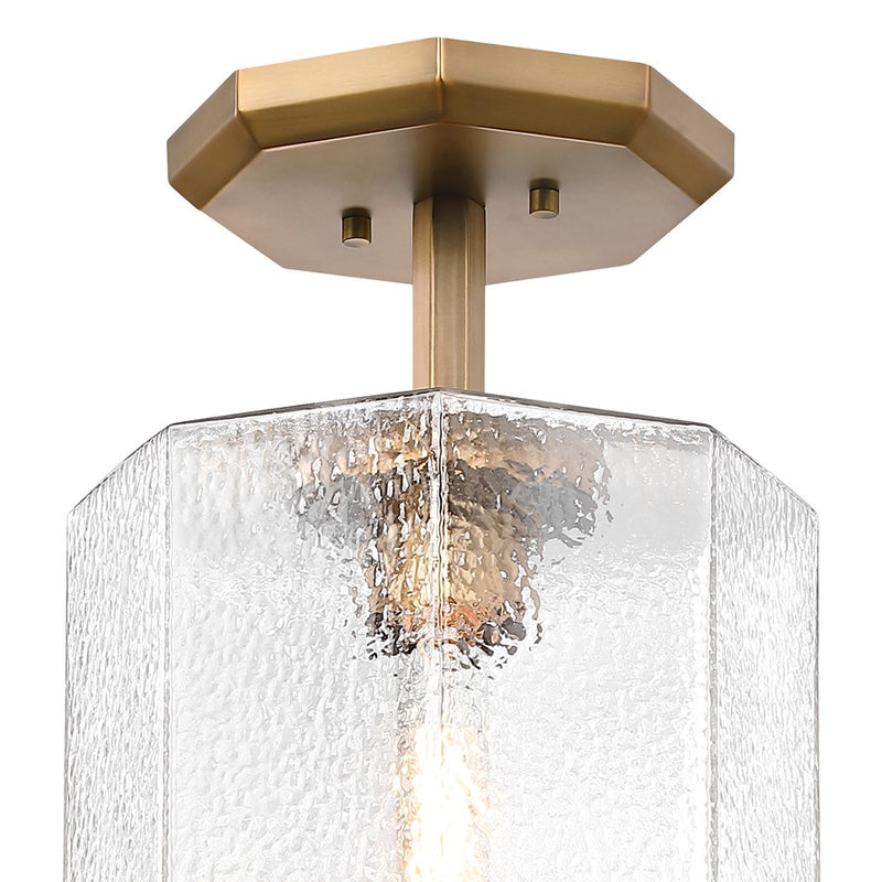 Designers Fountain Haven 1Lt 10" Semi Flush, Brass/Clear Rippled