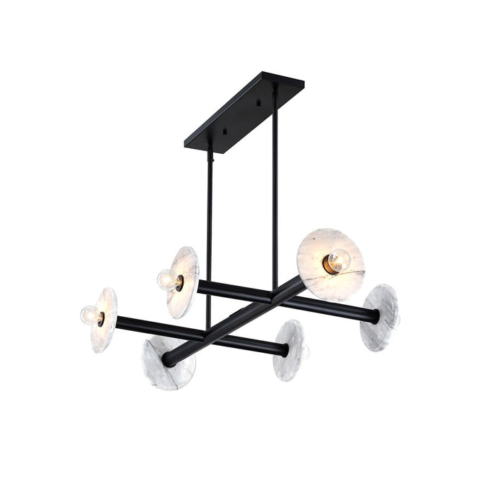 Designers Fountain Fina 6Lt Linear Chandelier, BLK/Marble