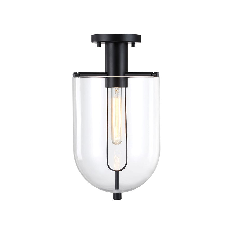 Designers Fountain Skylar 1Lt 10" Semi Flush Mount, Black/Clear - D332M-SF-MB