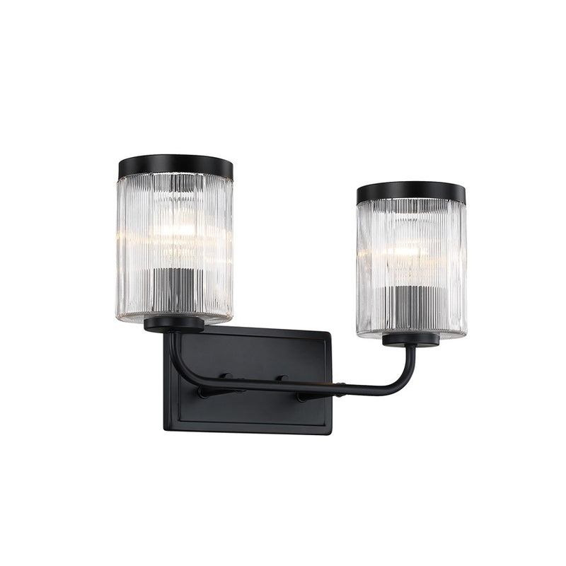 Designers Fountain Aspen 2Lt 16" Vanity, Black/Clear Ribbed
