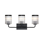 Designers Fountain Aspen 3Lt 24" Vanity, Black/Clear Ribbed - D335M-3B-MB