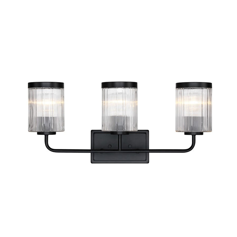 Designers Fountain Aspen 3Lt 24" Vanity, Black/Clear Ribbed - D335M-3B-MB