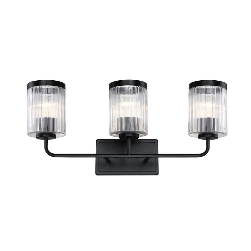 Designers Fountain Aspen 3Lt 24" Vanity, Black/Clear Ribbed
