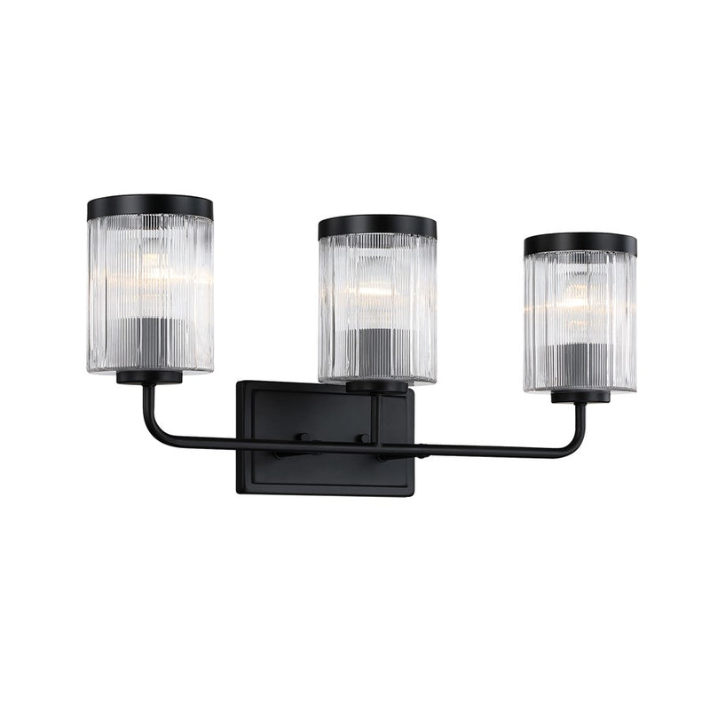 Designers Fountain Aspen 3Lt 24" Vanity, Black/Clear Ribbed