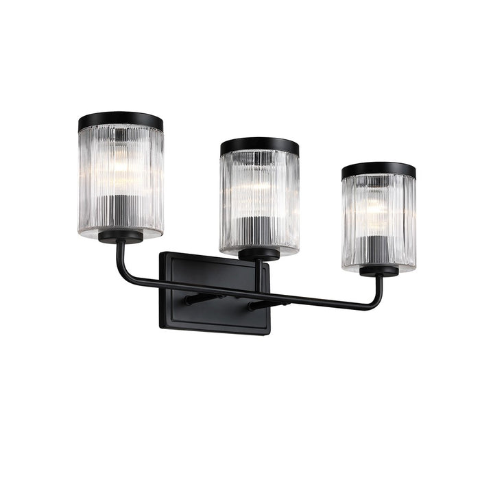 Designers Fountain Aspen 3Lt 24" Vanity, Black/Clear Ribbed