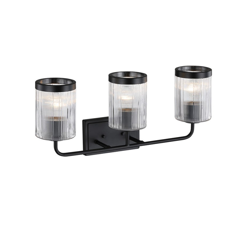 Designers Fountain Aspen 3Lt 24" Vanity, Black/Clear Ribbed